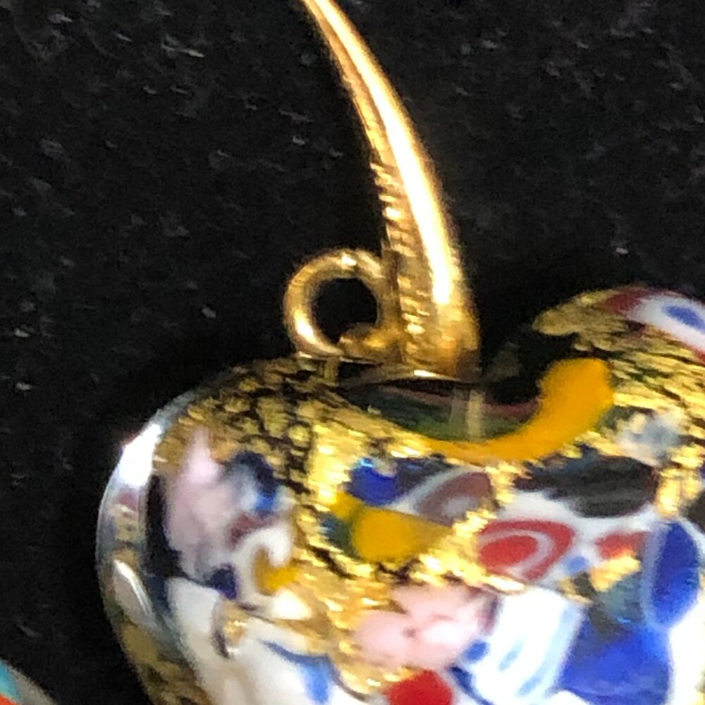 Bronze Italy Dynadema Murano Glass Puffy Heart Earrings   #1255 - Picture 2 of 5